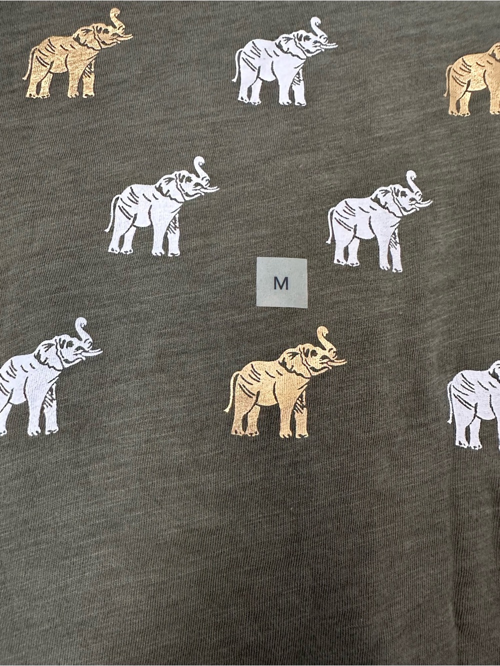 LOFT Olive Green Elephant Print Tee - Picture 2 of 5